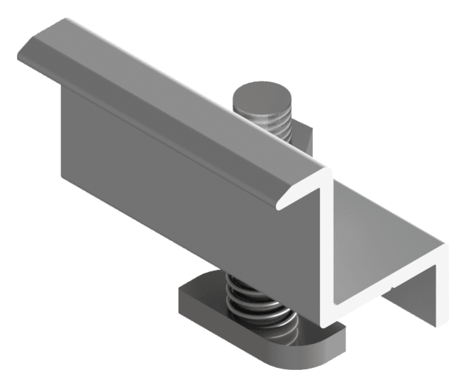 End Clamp (sujetador final, 30 y 40 mm), render 3D.