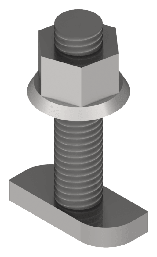 Tornillo cabeza T (tornillería), render 3D.
